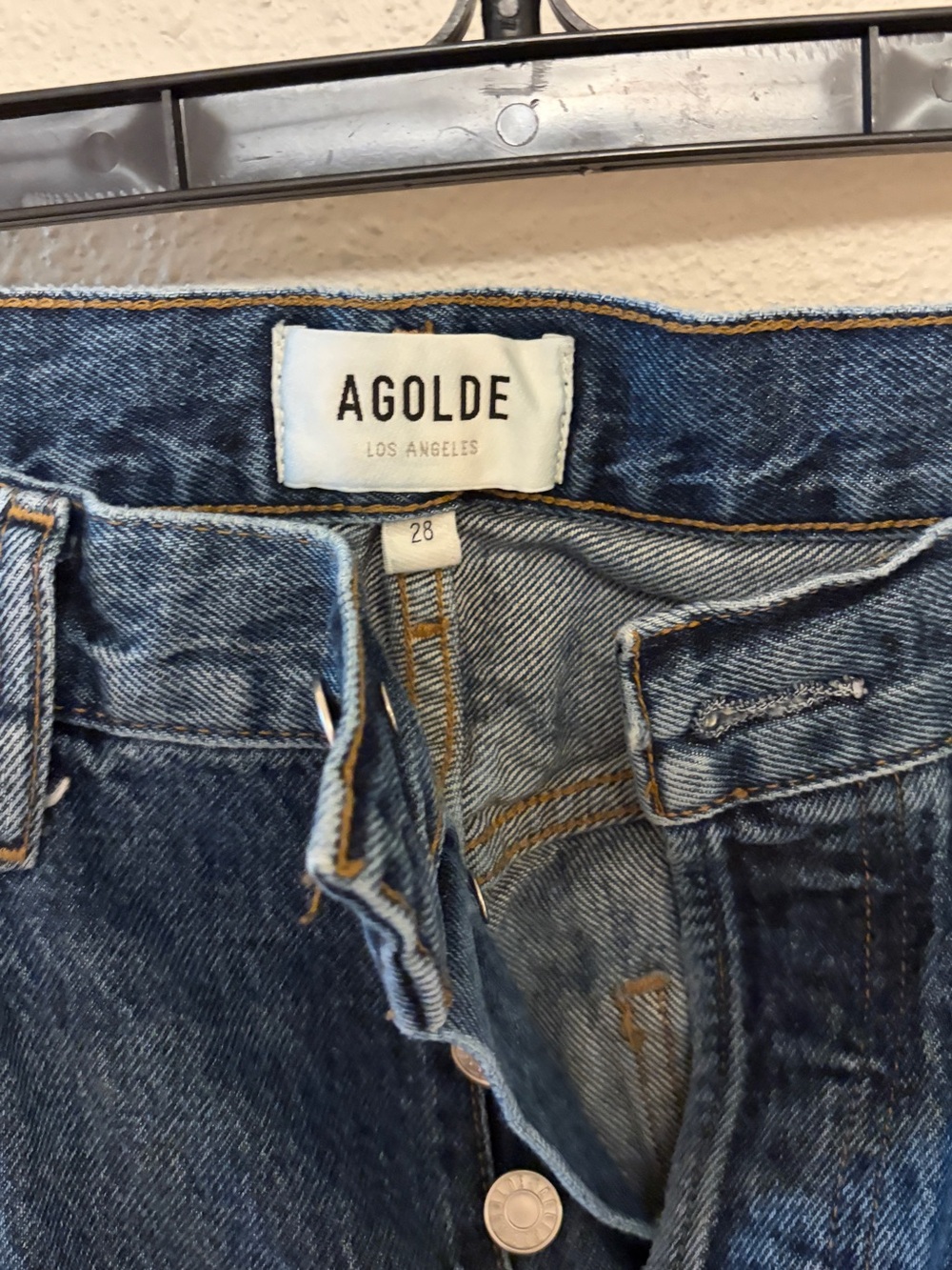 Agolde Women's High-Rise Straight Jeans in Medium Blue Wash